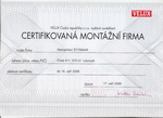 Velux certifikát